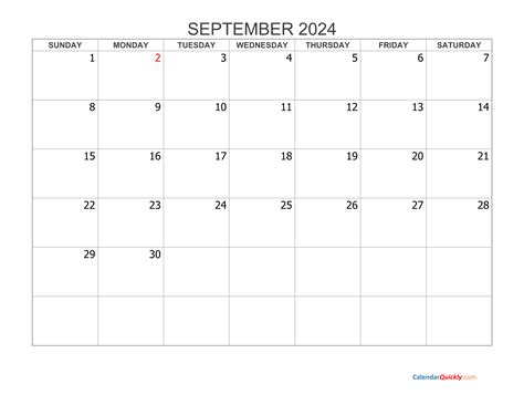 September 2024 Blank Calendar Calendar Quickly