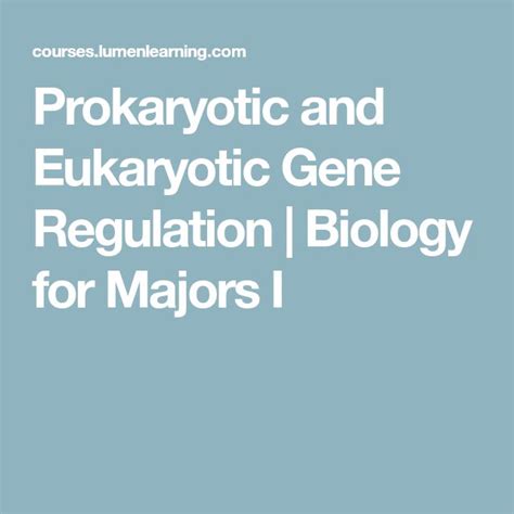 Prokaryotic And Eukaryotic Gene Regulation Biology For Majors I