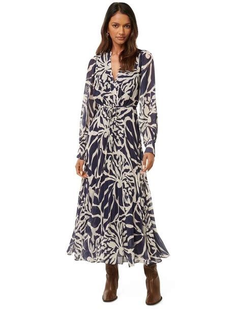 Forever New Petite Saskia Pleated Wrap Midi Dress In Multi Myer