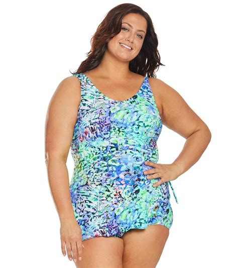 The Plus Size Mastectomy Caribbean Colors Sarong One Piece Swimsuit