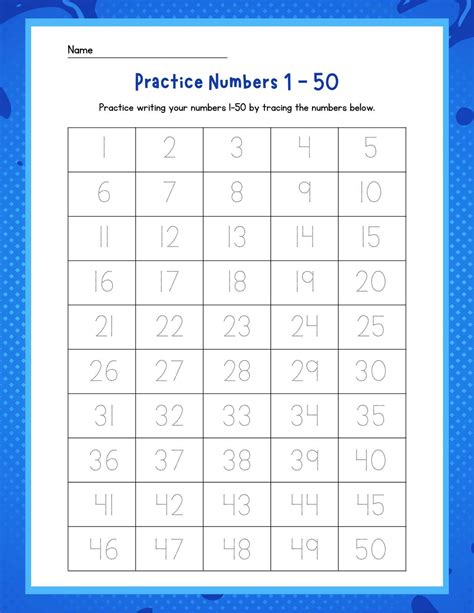 12 Best Printable Number 1 50 Worksheet Tracing Numbe