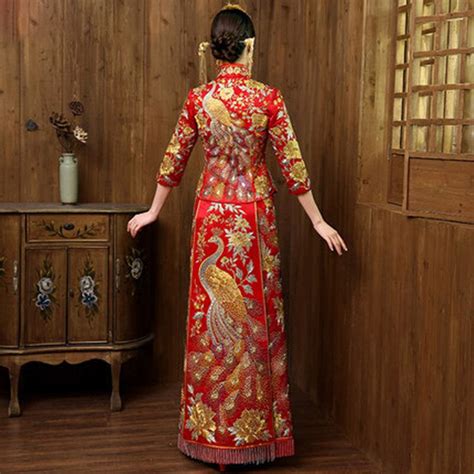 Красное традиционное китайское платье невесты феникс вышивка Cheongsam Свадебные Qipao с длинным