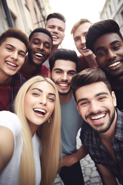 Premium Ai Image Shot Of A Group Of Young Friends Taking Selfies Together Created With