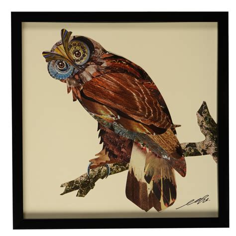 Use them in commercial designs under lifetime, perpetual & worldwide rights. Wall art: Square, framed, Paper collage, owl - ABACA