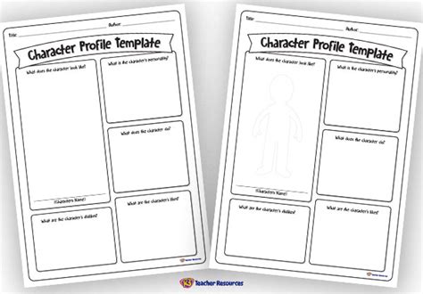Character Profile Template K 3 Teacher Resources