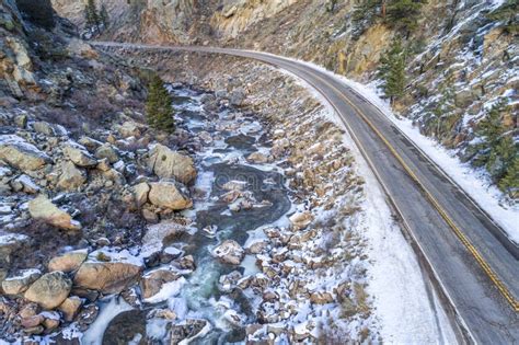 Poudre River Canyon In Winter Stock Photo Image Of Rapid Water