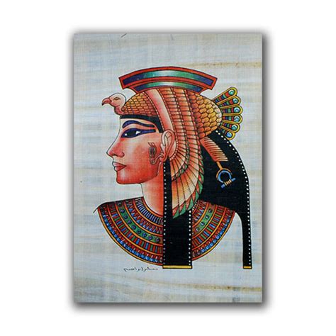 Egyptian Papyrus Painting Queen Cleopatra Hand Painted Etsy
