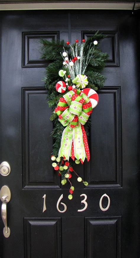 Clearance Sale Christmas Wreathswag For Front Door With Candy Etsy