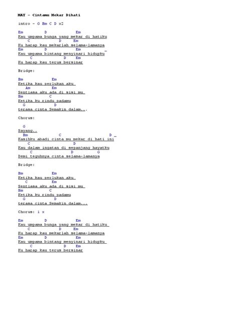 Hasil pencarian anda untuk download lagu cintamu mekar dihati.mp3. Kord Gitar Cinta Mu Mekar Di Hati - Zafrina