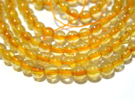 4 Mm Small Round Natural Citrine Beads Real Gemstone Beads Etsy Uk