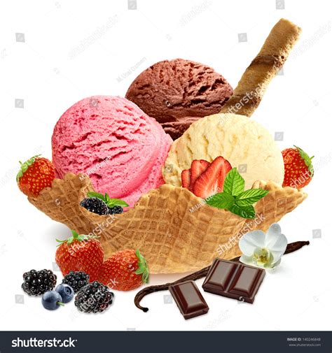 Strawberry Vanilla Chocolate Ice Cream Scoops Stock Photo Shutterstock