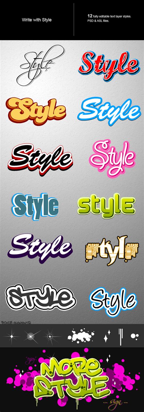 Different Text Effects Photoshop Style Set Free Download
