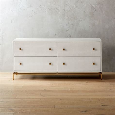 Ivory Shagreen Embossed Low Dresser Low Dresser Modern Dresser