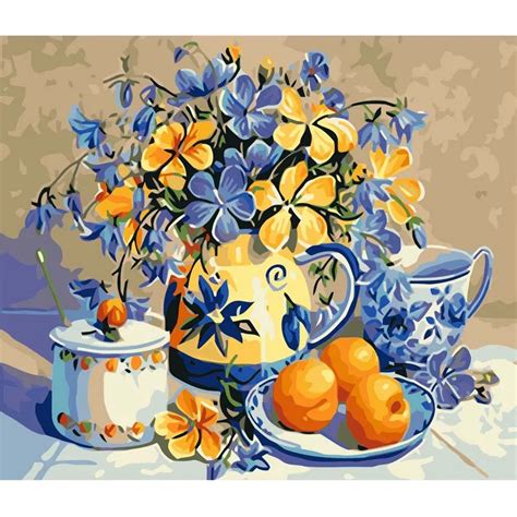 Europe Flower Diy Painting By Numbers Kit Acrylic Painting Still Life