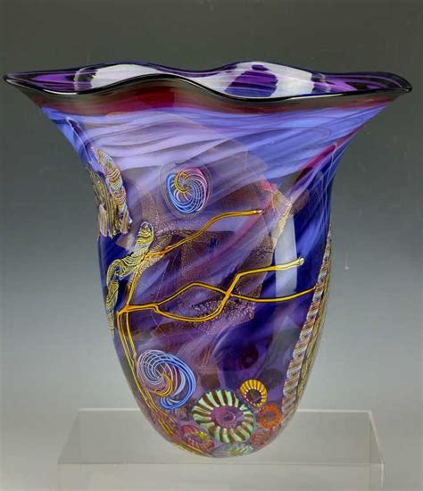 Sold Price 2002 Signed Hand Blown Large Glass Art Vase Invalid Date Pdt