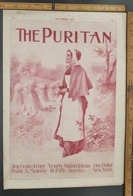 Puritan Magazine Cover A Lady In In A Field Of Bundled Wheat Original Antique Print From 1897