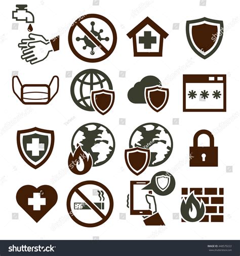 Protect Icon Set Stock Vector Royalty Free 448579222