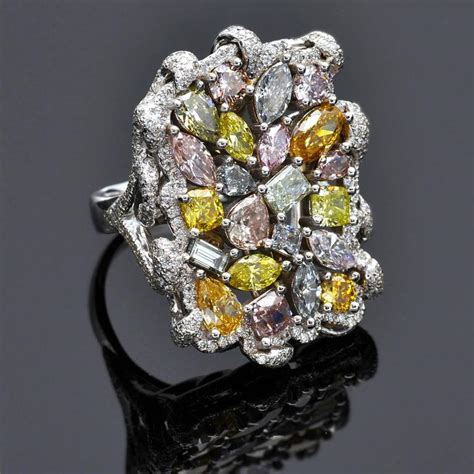 Gia Certified Fancy Colored Natural Diamond Collection Ring For Sale At 1stdibs Fancy Diamond