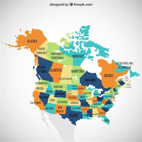 Usa And Canada Map Free Vector