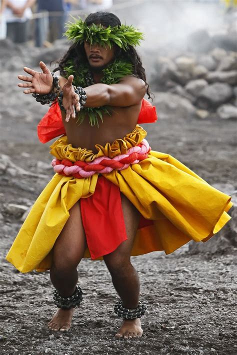 Dancer Performing Kahiko At Halema Uma U Crater Big Island Hawaii