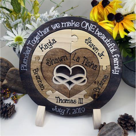 Unique wedding gifts for the bride, groom and even the guests. Personalized :: Blended Family Wedding Puzzle Family Unity ...