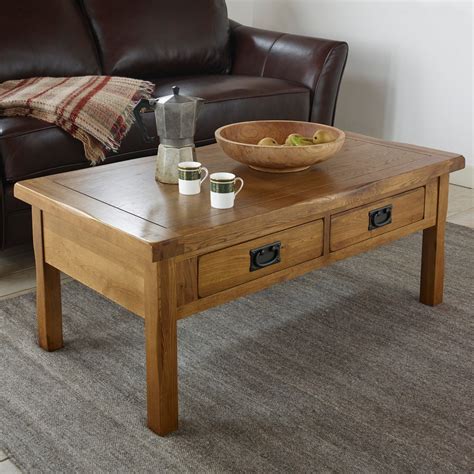 Original Rustic 4 Drawer Coffee Table In Solid Oak