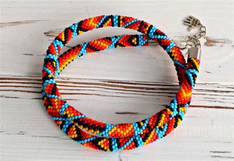 Colorful Ethnic Beaded Choker Necklace Native American Style Etsy