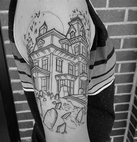 Haunted House Guys Tattoo Ideas Spooky Tattoos Halloween Tattoos