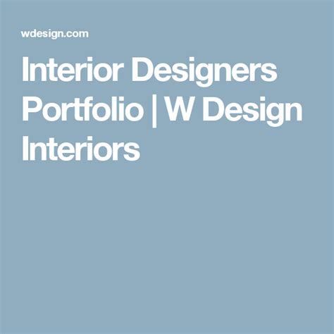Interior Designers Portfolio W Design Interiors Interior Design