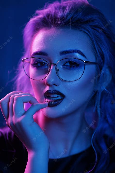 Free Photo Beautiful Blonde Girl In Glasses Sexy Touching Bright Lips