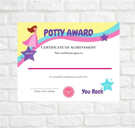 Potty Certificate Award Printable Etsy