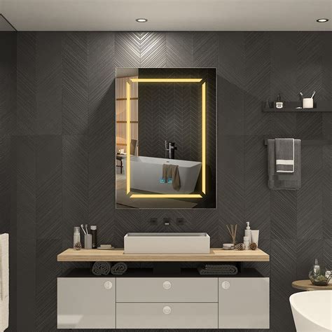 Quavikey® Black Aluminum Led Bathroom Mirror Cabinet With Shaver Socke