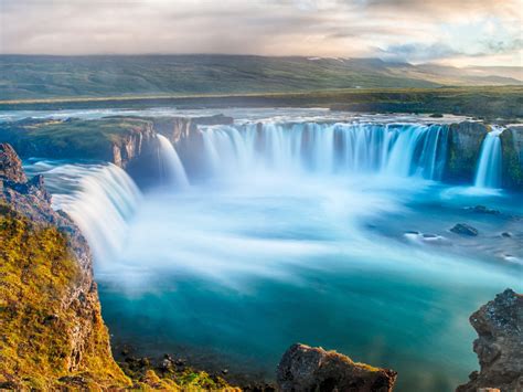 Godafoss Waterfall Icelandic Nice Water From The River Skjálfandafljót