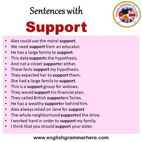 Sentences With Support Support In A Sentence In English Sentences For