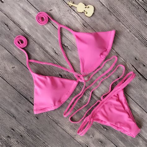 Sexy Braid Halter Cutout Brazilian 2pcs Women Swimwear Bikini Buy