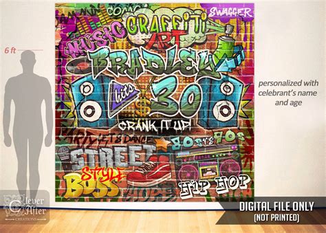Hip Hop Party Backdrop Graffiti Photobooth Background Poster 80s Vs 90s