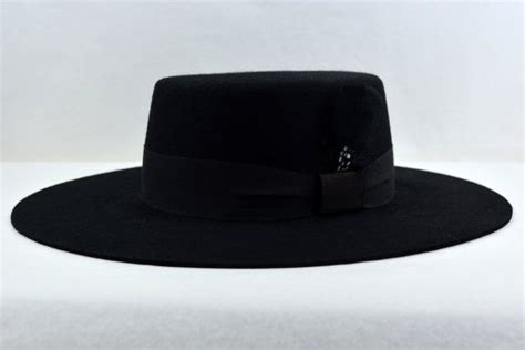 Bolero Hat The Dress Black Wool Felt Flat Crown Wide Brim Etsy Wide