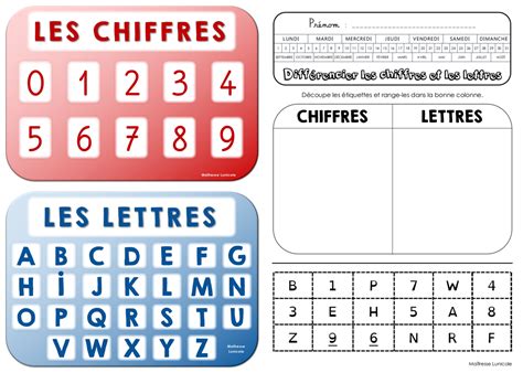 Différencier Les Lettres Et Les Chiffres Affichages Et Fiches D