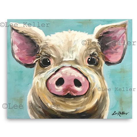 Pig Art Pig Decor Pig Print From Original Pig On Canvas Etsy Uk