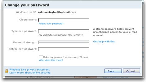 How Do I Change My Hotmail Password In Windows Live Hotmail Ask Dave
