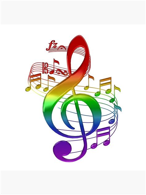 Rainbow Treble Clef And Music Notes Photographic Print By Cooldoodles