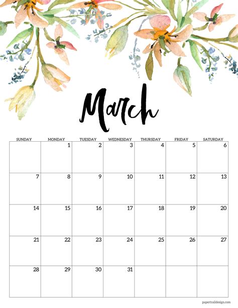 Pretty Monthly Calendar 2021 Calendar 2021