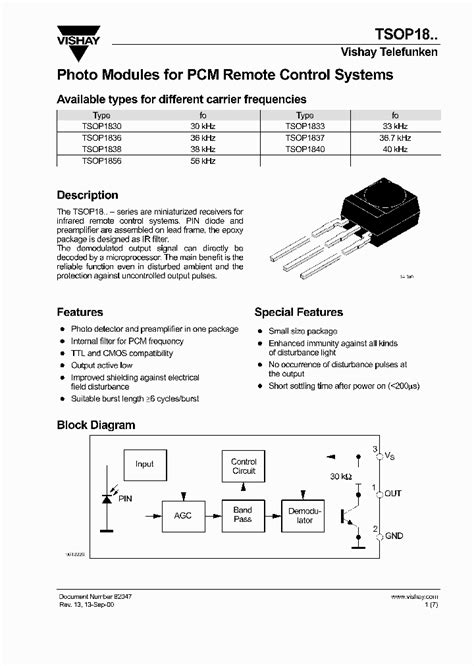 Tsop1838186085pdf Datasheet Download Ic On Line