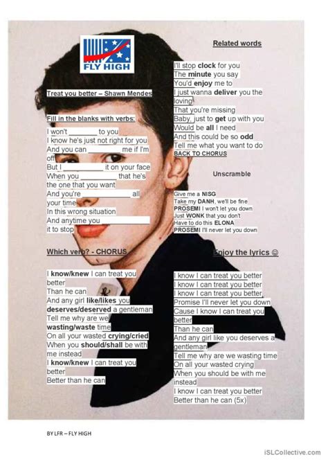 Shawn Mendes Treat You Better Song English Esl Worksheets Pdf And Doc