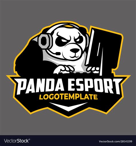 Panda Esport Gaming Logo Template Royalty Free Vector Image
