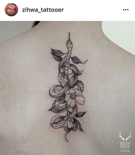 Check spelling or type a new query. Linear snake wrapped around flower black line work tattoo ...