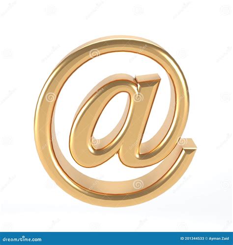 3d E Mail Symbol Gold Email Address Icon Web Button At Sign Concept