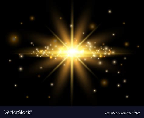 Gold Light Effect Shining Star Bokeh Effect Vector Image