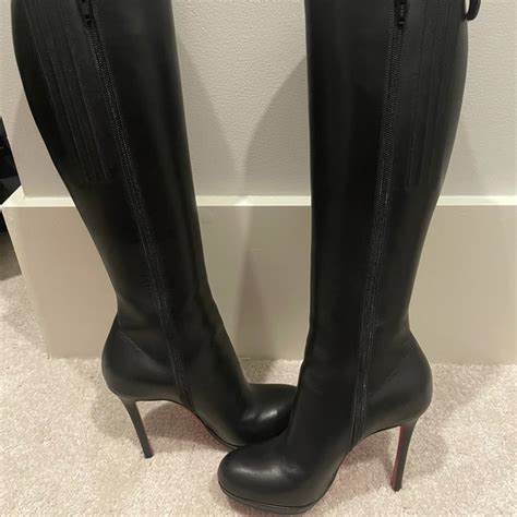 christian louboutin shoes christian louboutin botalili 2mm black leather knee high boot size