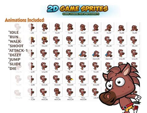 Horse 2d Game Character Sprites By Dionartworks Codester